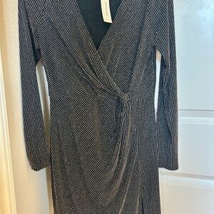 Francesca's Collections Black Dress with Gold Stripes